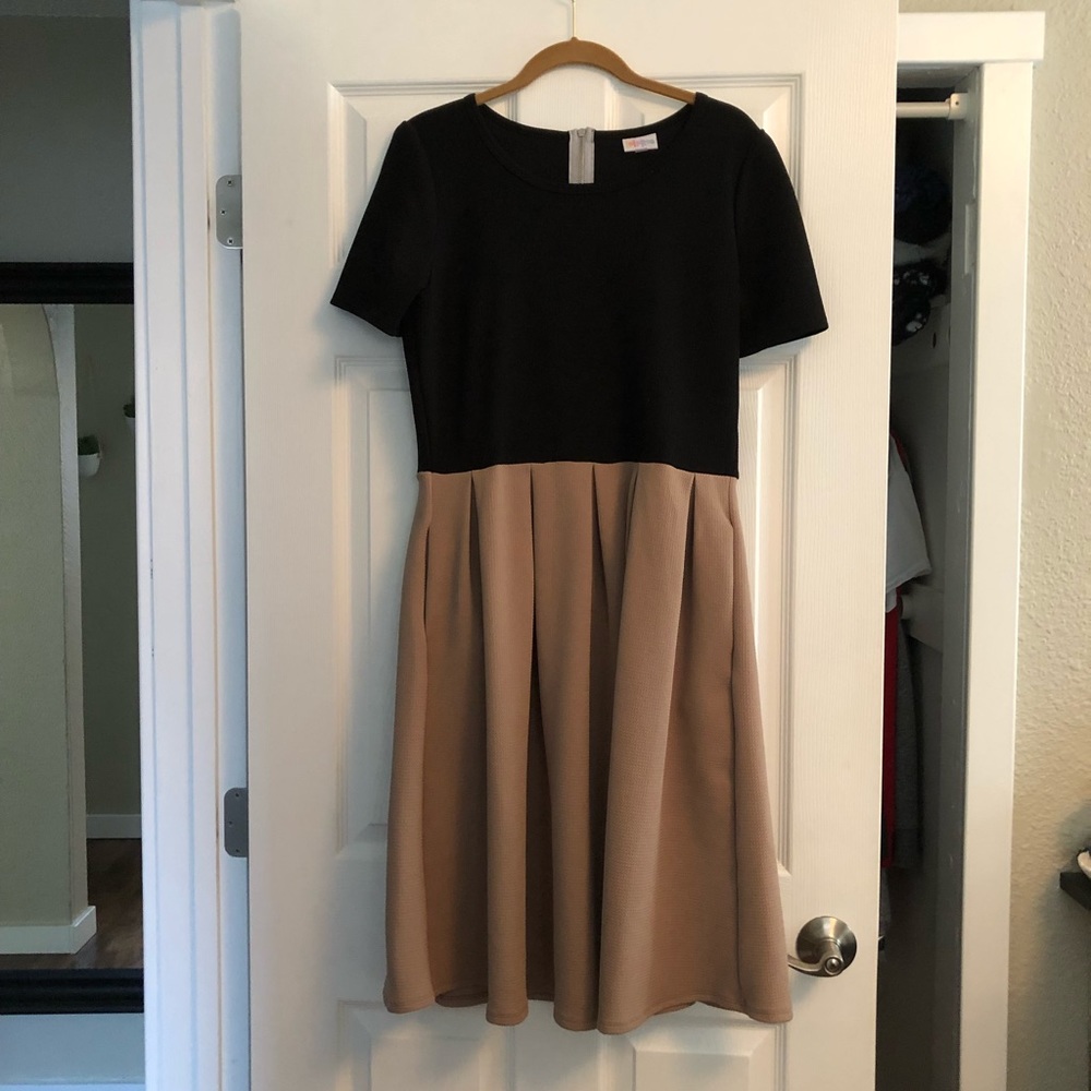 Elegant Black and Tan Dress
